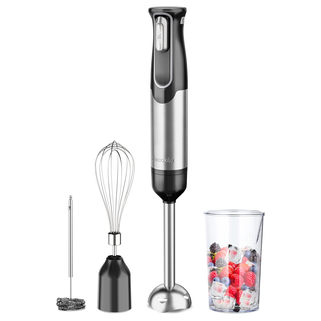 Blender Mixer cu Baterie 4 in 1 Rosu/Inox