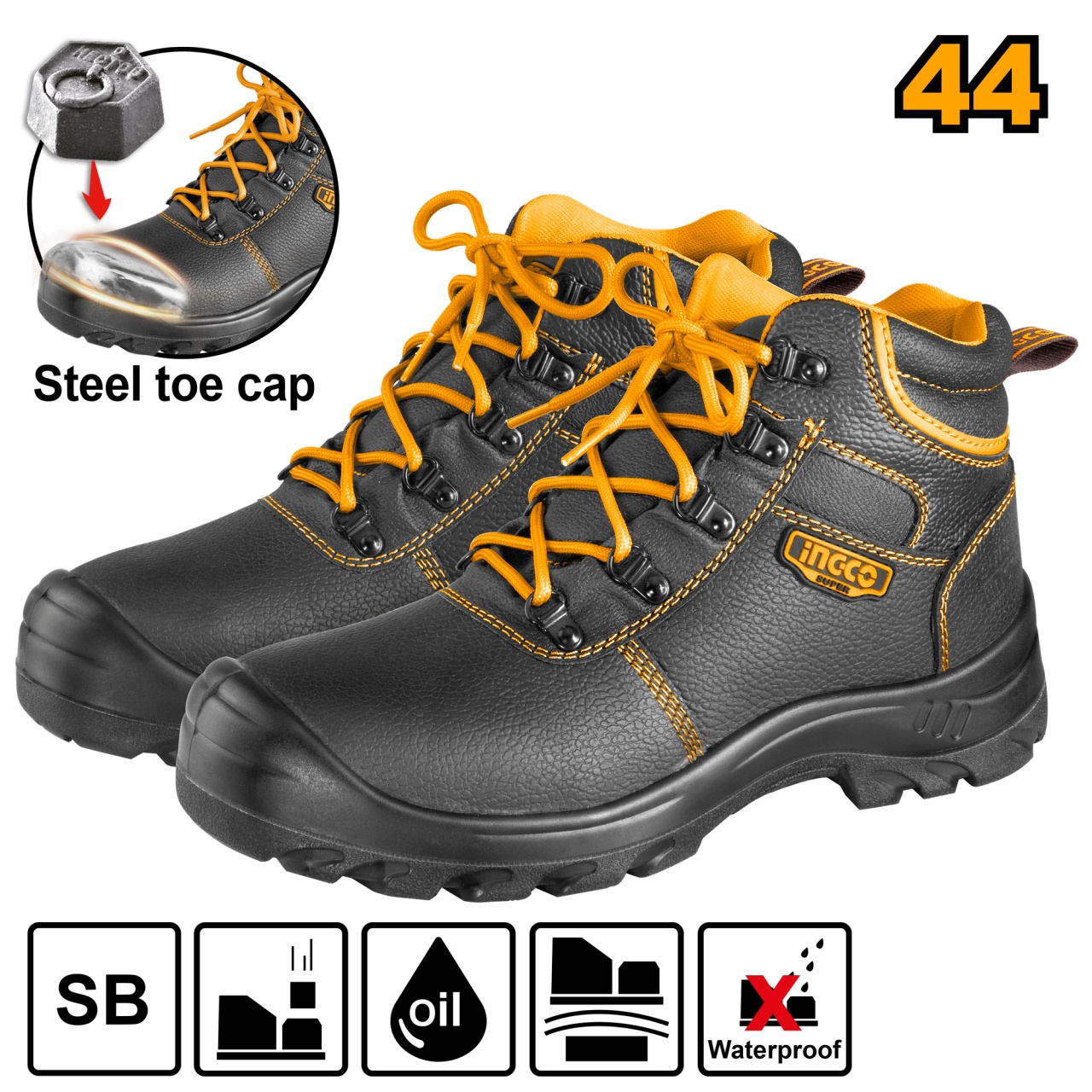 Bocanci Protectie Negri cu Varf Metalic 46 INGCO SSH04SB.46