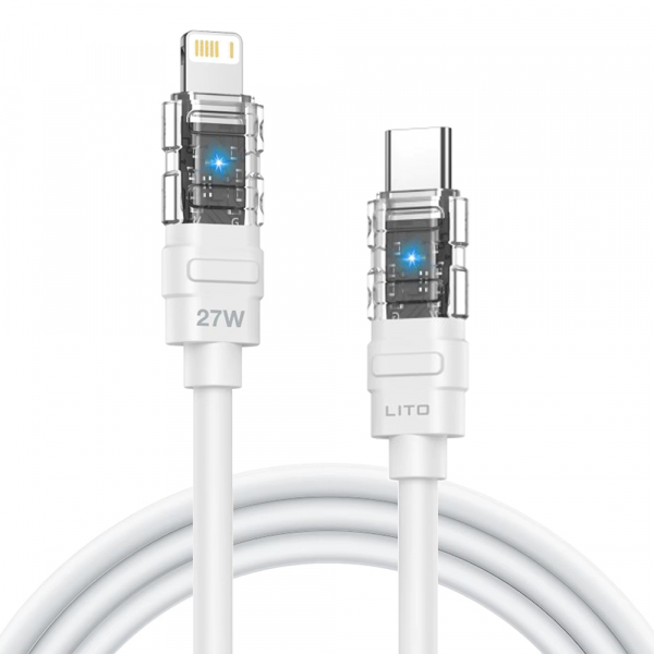 Cablu Date si Incarcare USB-C – Lightning Lito LD05, 27W, 1m, Alb