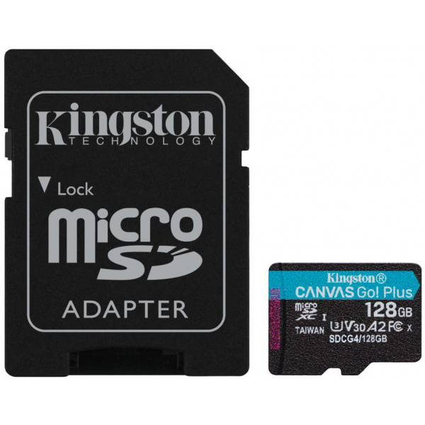 Card Memorie microSDXC Kingston Canvas Go Plus Android A2, 128Gb, Clasa 10 / UHS-1 U3, Cu Adaptor SDCG4/128GB