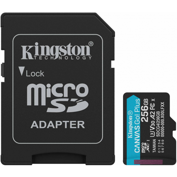 Card Memorie microSDXC Kingston Canvas Go Plus Android A2, 256Gb, Clasa 10 / UHS-1 U3, Cu Adaptor SDCG4/256GB
