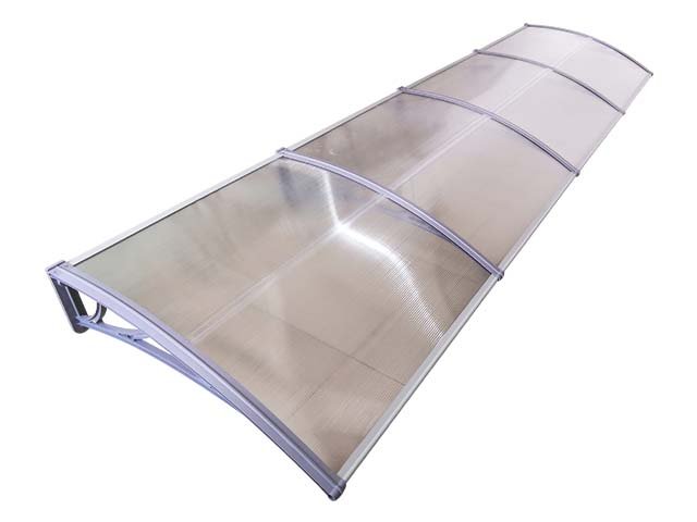 Copertină ECO 400×100 cm din policarbonat – Gri/Transparent – Gri/Transparent