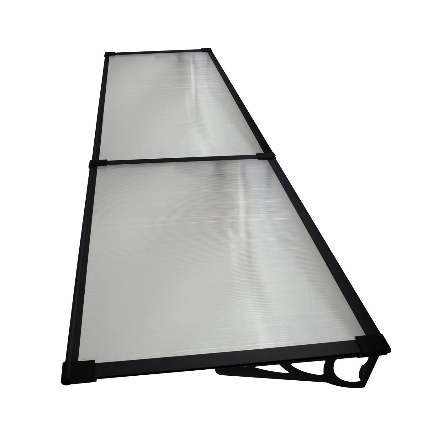 Copertină MAX PRO 240×100 cm din oțel, aluminiu și policarbonat – Negru/Transparent – Negru/Transparent