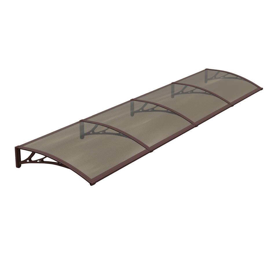 Copertină PREMIUM 360×120 cm, placă 6 mm dintr-o bucată – Maro/Bronz – Maro/Bronz
