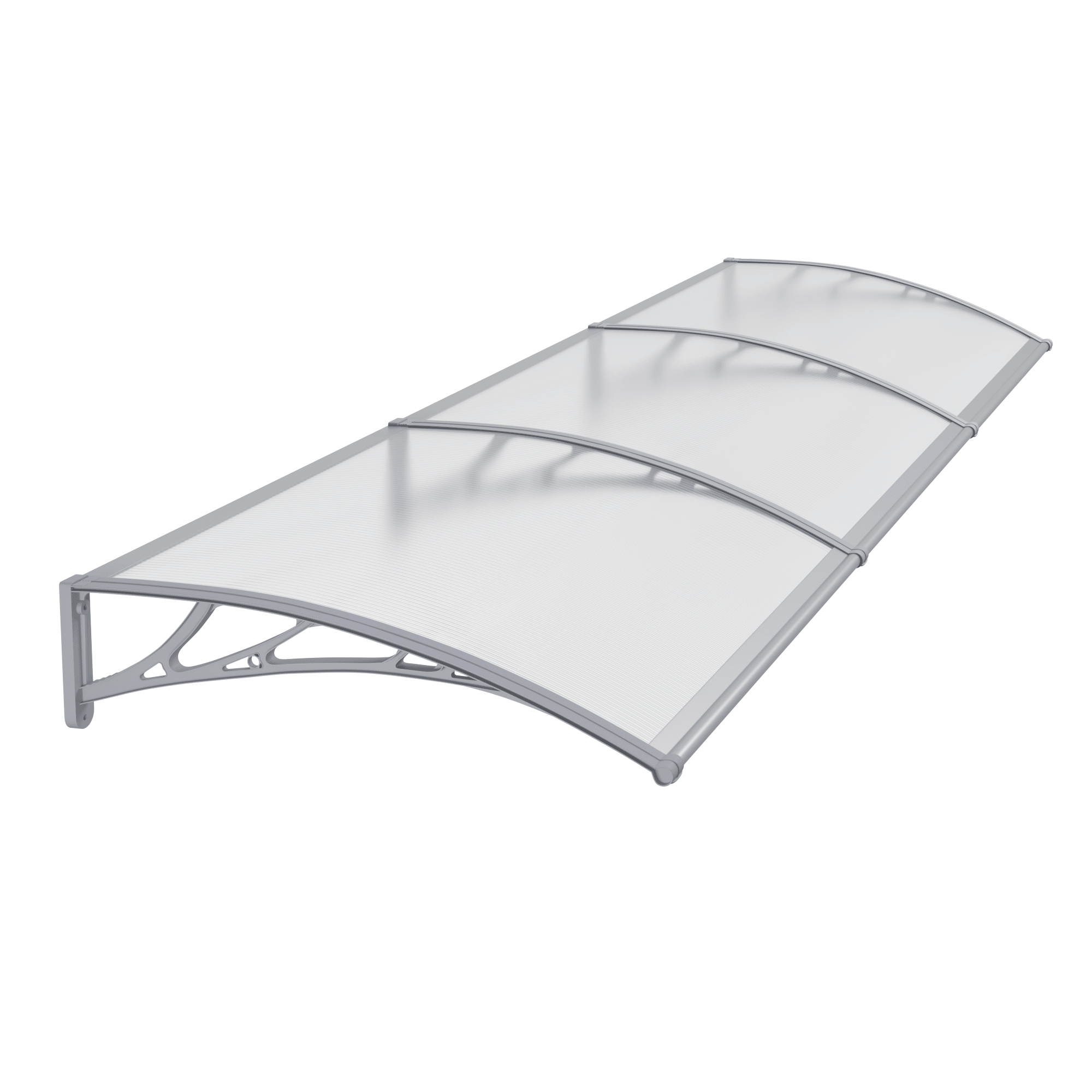 Copertină PREMIUM 360×80 cm, placă 6 mm dintr-o bucată – Gri/Transparent – Gri/Transparent