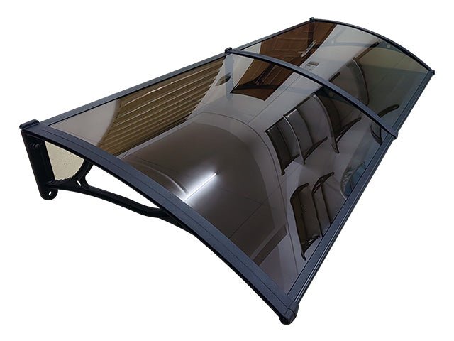 Copertină PRO 150×150 cm din aluminiu și plexiglas – Negru/Bronz – Negru/Bronz