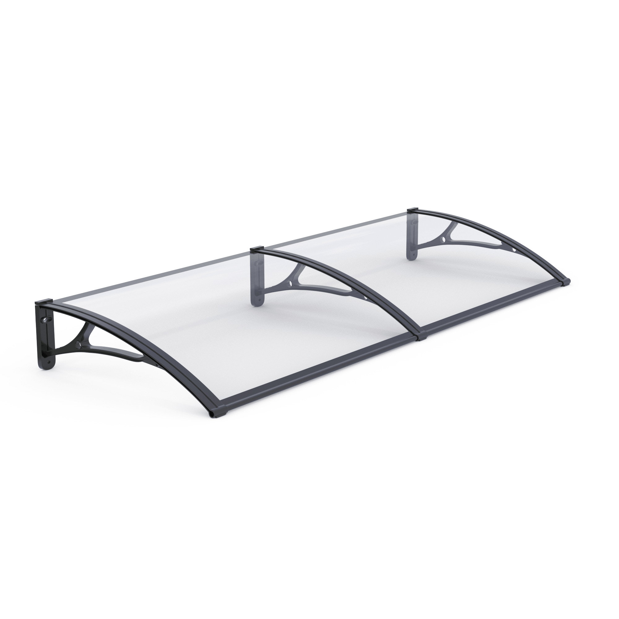 Copertină PRO 240×80 cm din aluminiu și plexiglas – Negru/Transparent – Negru/Transparent