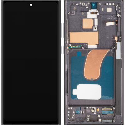 Display cu Touchscreen MP compatibil cu Samsung Galaxy S23 Ultra S918, cu Rama, Versiune OLED, Negru