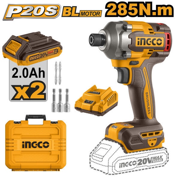 Filetanta 20V 1/4 285nm cu 2 Baterii INGCO CIRLI2028E