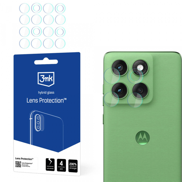 Folie de protectie Camera Spate 3MK Protection pentru Motorola Edge 60, Sticla Flexibila, Set 4 bucati, Transparenta