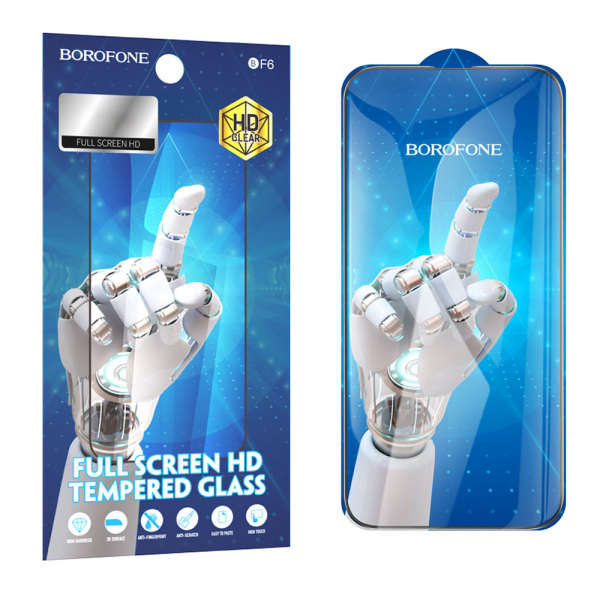 Folie de protectie Ecran Borofone BF6 Diamond Armor pentru Apple iPhone 17 / 16 Pro, Sticla Securizata, Full Glue, Set 10 bucati, Neagra