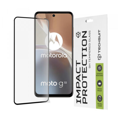 Folie de protectie Ecran Techsuit pentru Motorola Moto G32, Sticla Securizata, Full Glue, 111D, Neagra