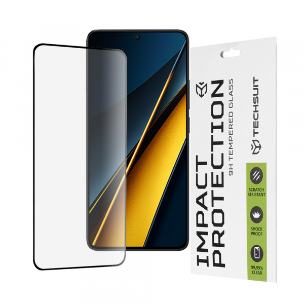Folie de protectie Ecran Techsuit pentru Xiaomi Poco X6 Pro, Sticla Securizata, Full Glue, 111D, Neagra