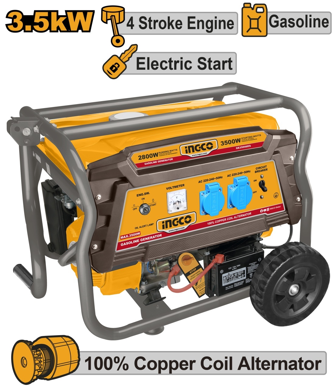 Generator 3.5KW Motor 4 Timpi INGCO GE35006ES