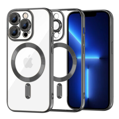 Husa MagSafe pentru Apple iPhone 13 Pro Max, Techsuit, Luxury Crystal, Neagra