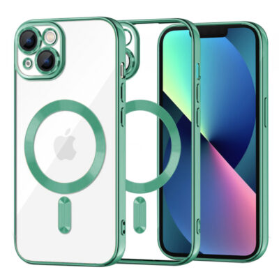 Husa MagSafe pentru Apple iPhone 13, Techsuit, Luxury Crystal, Verde Deschis