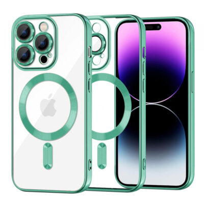 Husa MagSafe pentru Apple iPhone 14 Pro Max, Techsuit, Luxury Crystal, Verde Deschis