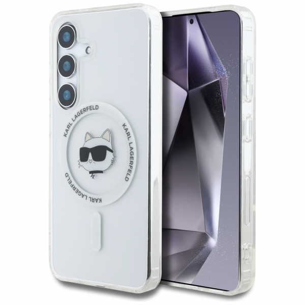 Husa MagSafe pentru Samsung Galaxy S25 S931, Karl Lagerfeld, IML Choupette’s Head, Alba