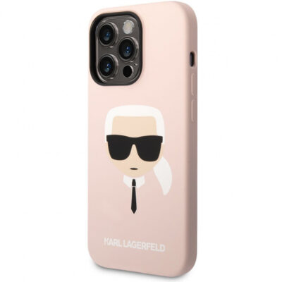 Husa pentru Apple iPhone 14 Pro Max, Karl Lagerfeld, Silicone Karl’s Head, Roz