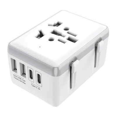 Incarcator Retea Techsuit HHt204A Travel, 15W, 3A, 2 x USB-A – 2 x USB-C, Alb