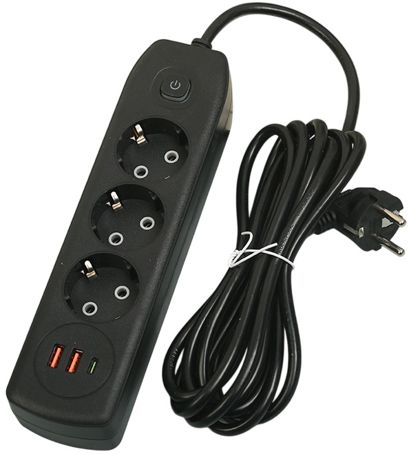 Prelungitor 5m 3 Prize + 2 USB cu Intrerupator (nou)