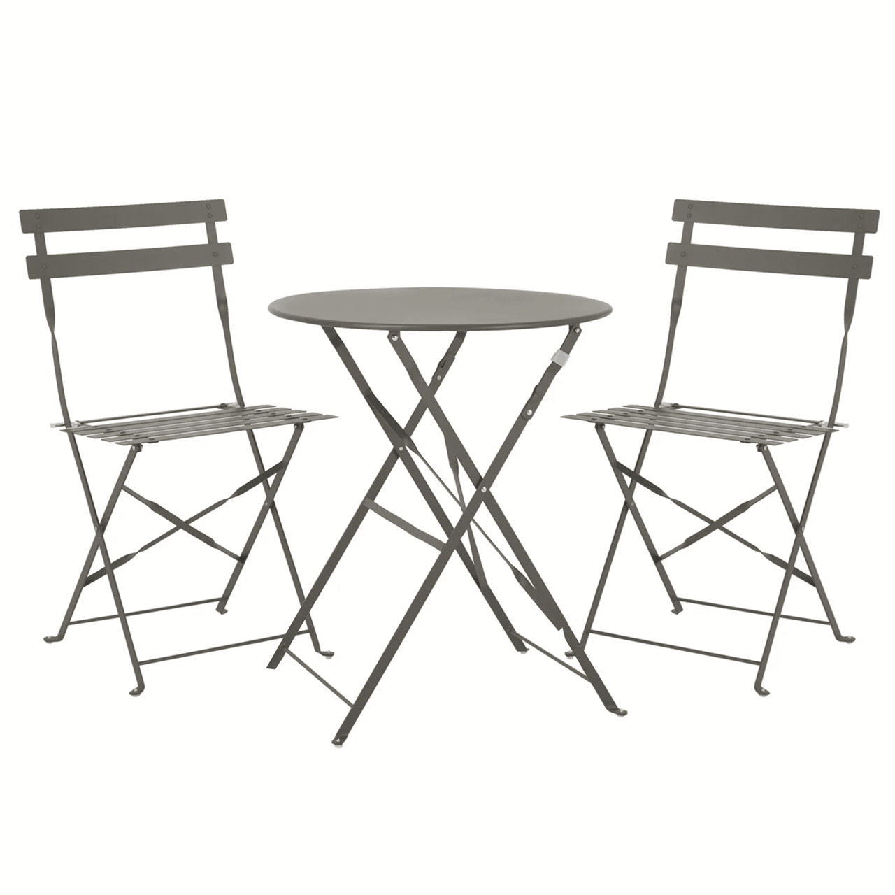 Set Bistro Flair – masă și 2 scaune din oțel vopsit – Bej (Grey Brown) – Default Title