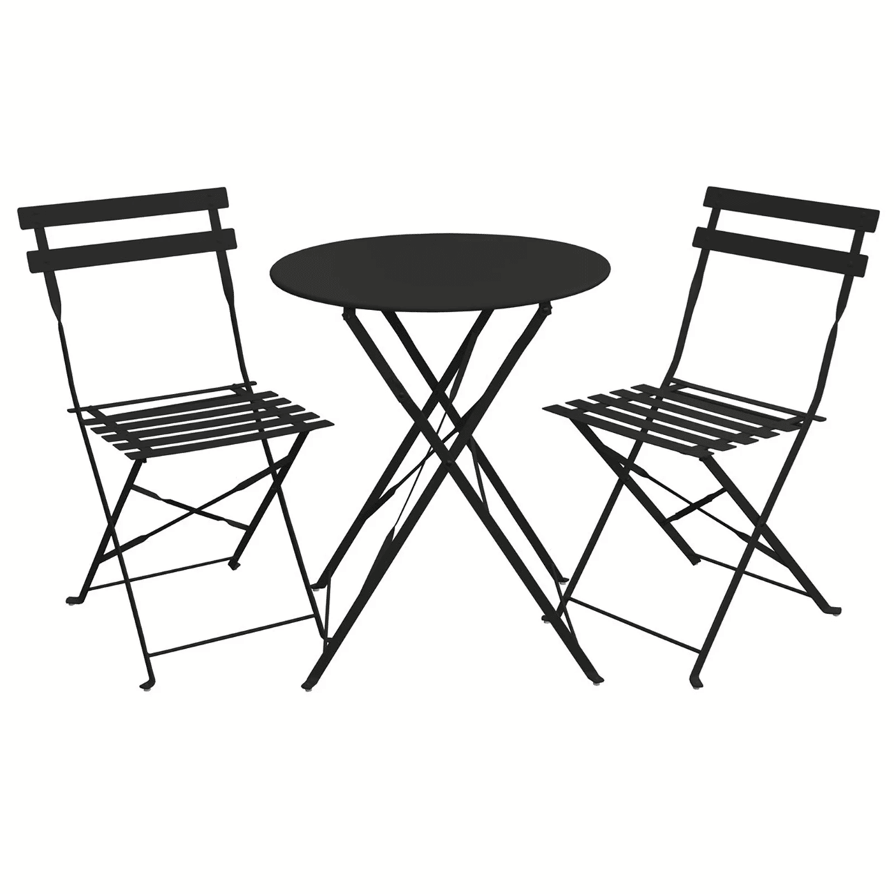 Set Bistro Flair – masă și 2 scaune din oțel vopsit – Negru – Default Title