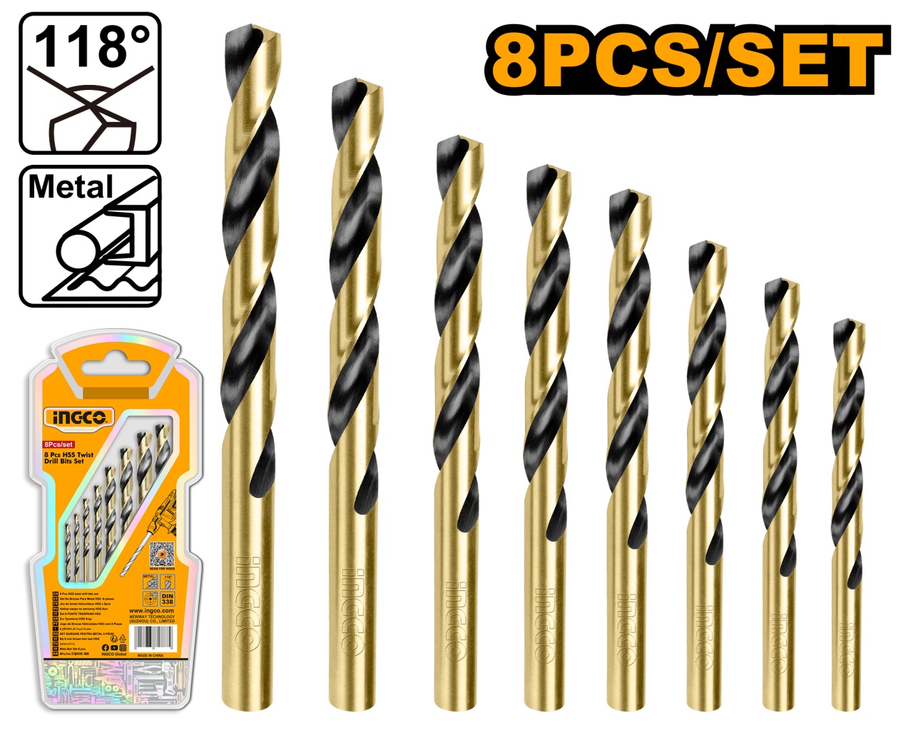 Set Burghie Metal 8buc INGCO AKDB0801